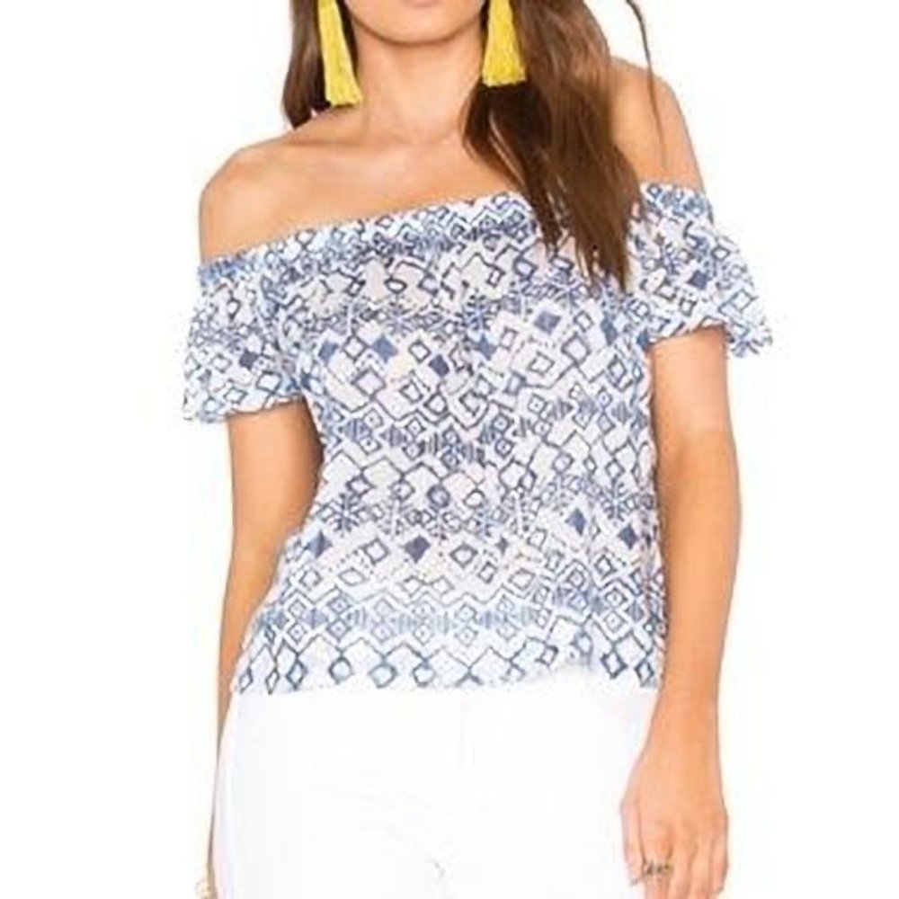 Bella Dahl Off-Shoulder Tribal Print Top (XS)